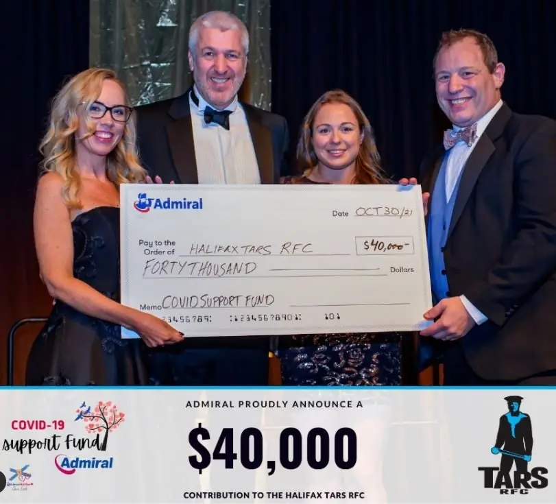 Admiral presenting a $40,000 cheque to the Halifax Tars